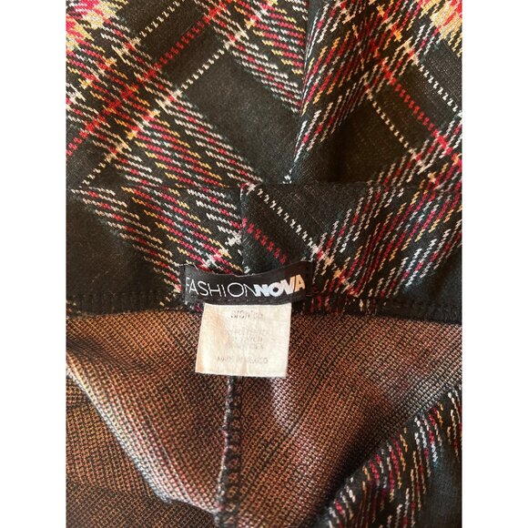 Plaid Mini Skirt With Side Slit Black Pink White Checkered Fashion Nova - Picture 4 of 4